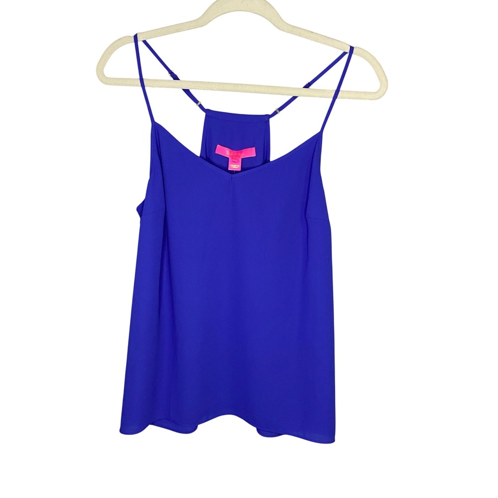 Lilly Pulitzer Dusk Top Corsica Blue Lileeze V-Neck T-Back Camisole 002081 NEW